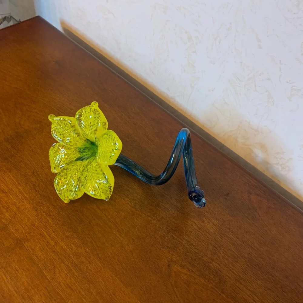 Home: Glass Blown Yellow Flower and Stem - Picture 2 of 5